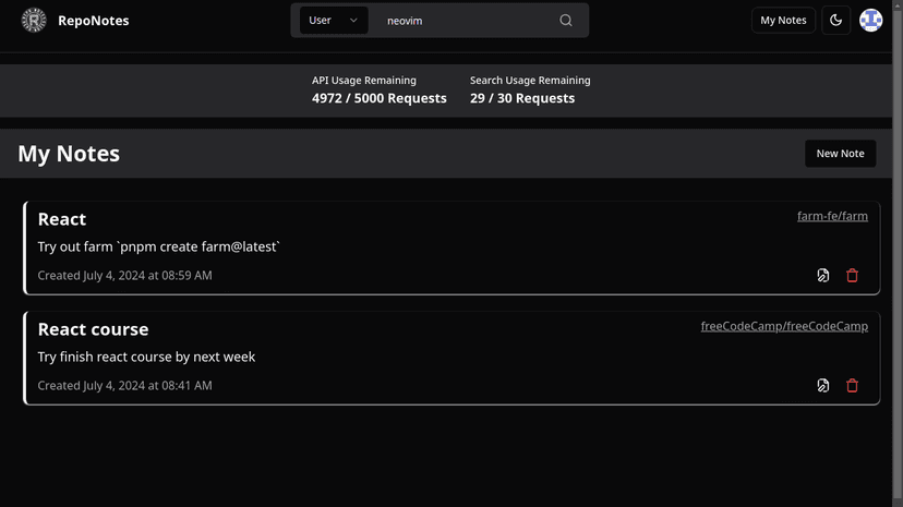 Make Notes on Repos